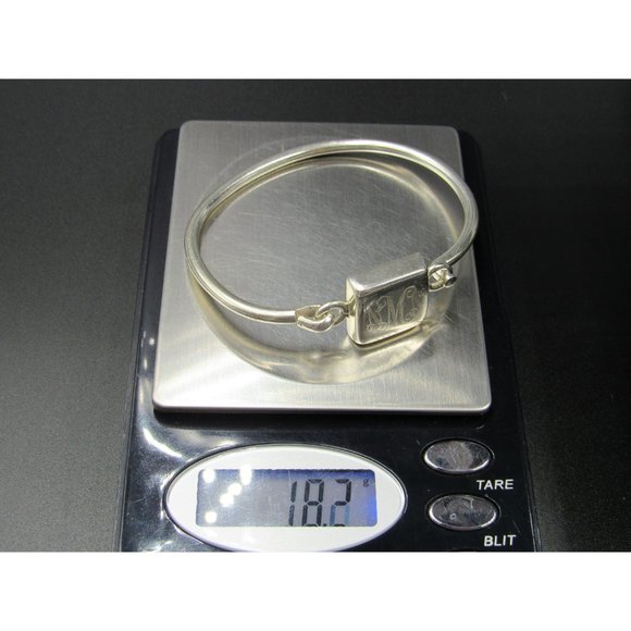 6 Inch Sterling Silver NMN Initials Heavy Bracelet - Picture 6 of 6